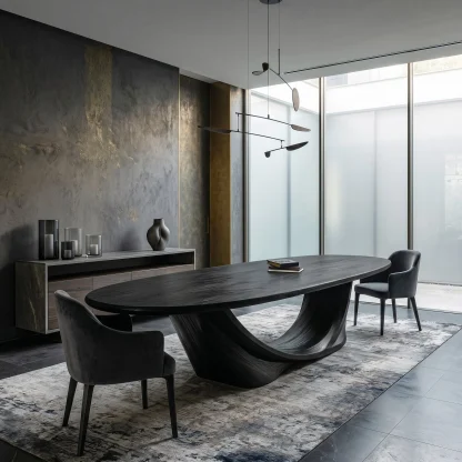 Modern Sculptural Oval Dining Table For Luxury Dining Room