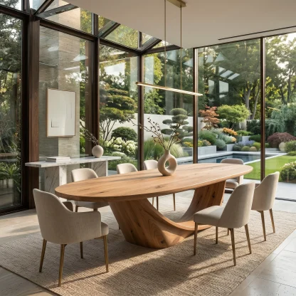Modern Sculptural Oval Dining Table For Luxury Dining Room