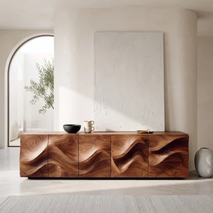 Modern Sculptural Relief Sideboard For Hallway