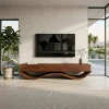 Modern Sculptural TV Console With Curved Base For Living Room