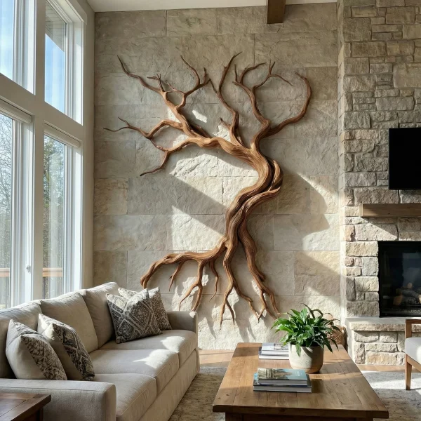 Modern Tree Branch Sculpture Wall Decor Living Room