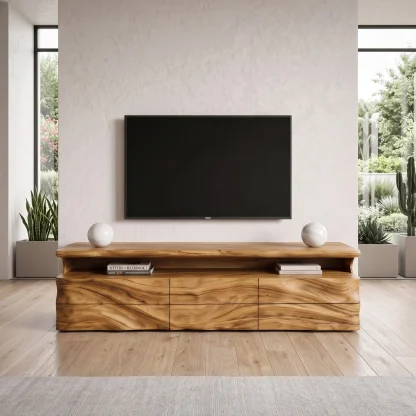 Modern TV Console With Shelf And Drawers For Living Room