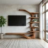 Modern TV Stand With Tree Inspired Shelf For Living Room