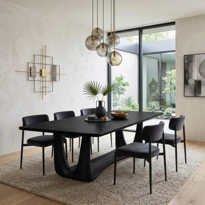Modern Wood Dining Table Sculptural Base For Dining Room