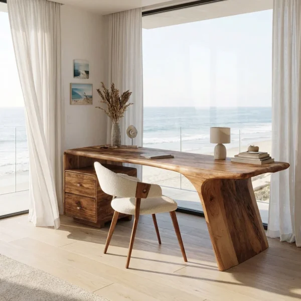 Modern Wooden Desk With Drawers For Workspace