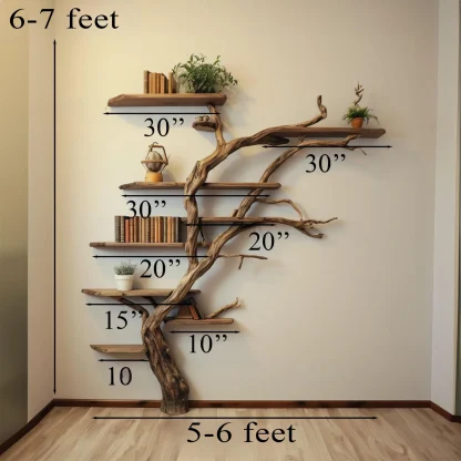 Narrow Wild Mulberry Wood Tree Shelf On Wall Mount Seasonal Celebrations