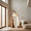 Nature Inspired Flower Floor Lamp With Solid Wood Base