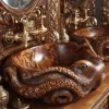 Nautivar Octopus Form Handcarved Solid Wood Sculpted Vessel Sink