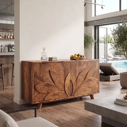 Organic Carved Sideboard Cabinet Living Room