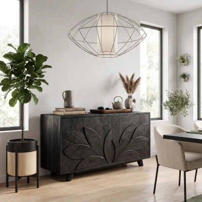 Organic Carved Sideboard Cabinet Living Room