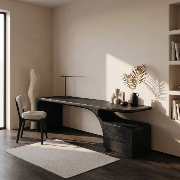 Organic Desk With Drawer Storage For Home Office