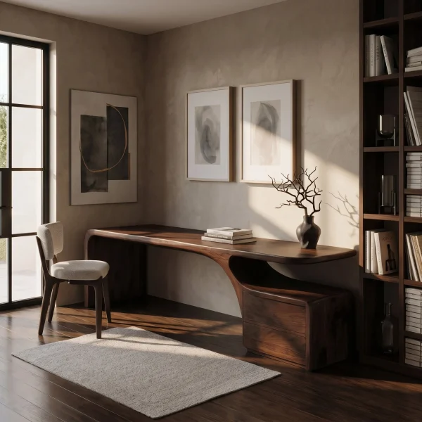 Organic Desk With Drawer Storage For Home Office