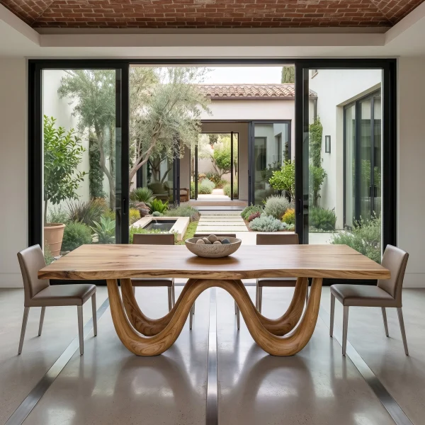 Organic Dining Table With Two Wavy Legs For Dining Room