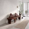 Organic Halloween Wooden Bench With Flowing Back Design For Entryway