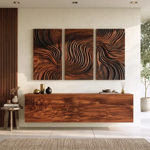 Organic Modern Abstract Wood Wall Art Living Room