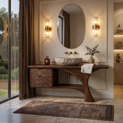 Organic Modern Bathroom Vanity Curved Frame Storage For Modern Interiors