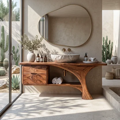 Organic Modern Bathroom Vanity Curved Frame Storage For Modern Interiors