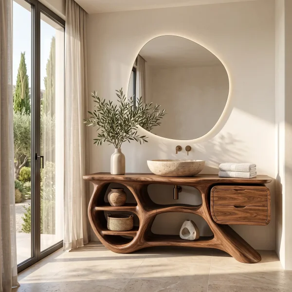 Organic Modern Bathroom Vanity Shelves With Drawers For Luxury Homes