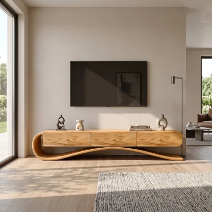 Organic Modern Cantilever TV Console For Living Room Decor