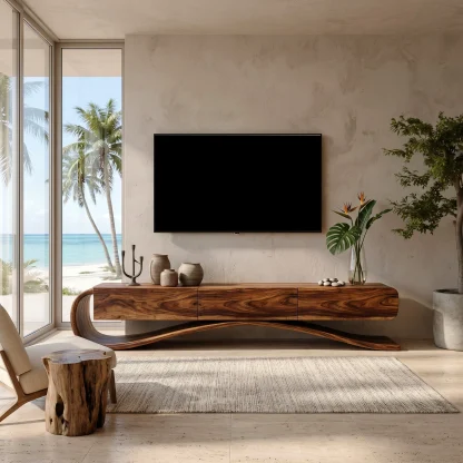 Organic Modern Cantilever TV Console For Living Room Decor