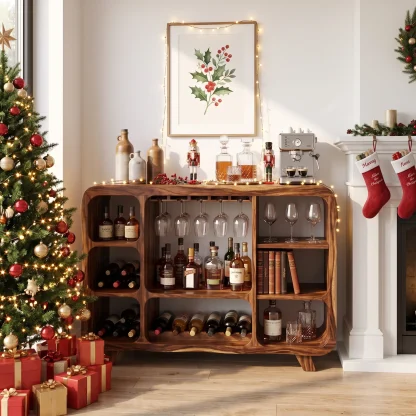 Organic Modern Christmas Wine Cabinet Poolside Living Room