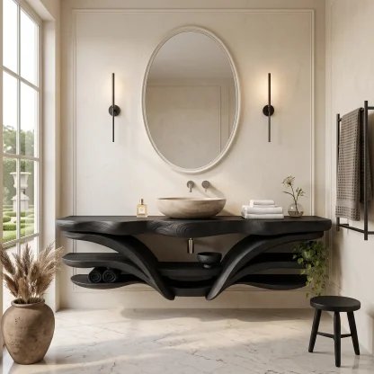 Organic Modern Floating Bathroom Vanity Branch Shelves For Luxury Bathroom