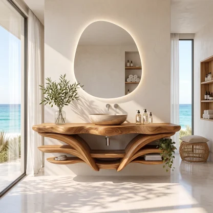 Organic Modern Floating Bathroom Vanity Branch Shelves For Luxury Bathroom
