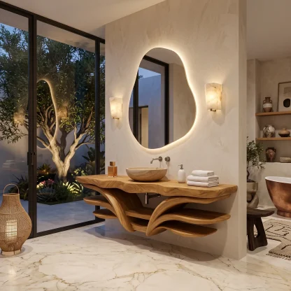 Organic Modern Floating Bathroom Vanity Branch Shelves For Luxury Bathroom