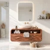 Organic Modern Floating Bathroom Vanity Rounded Cabinet For Spa Bathroom