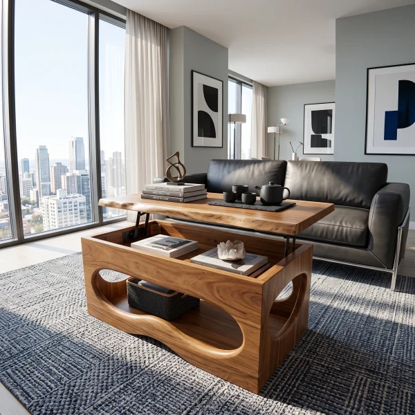 Organic Modern Lift Top Coffee Table Luxury Living Room