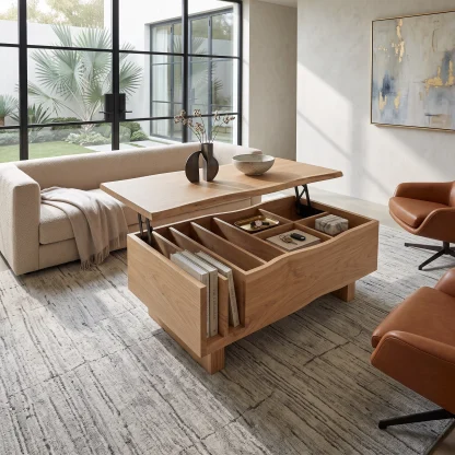 Organic Modern Lift Top Coffee Table Reading Lounge