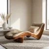 Organic Modern Natural Wood Lounge Chair For Reading Nook