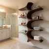 Organic Sculptural Natural Wood Bathroom Shelf For Spa