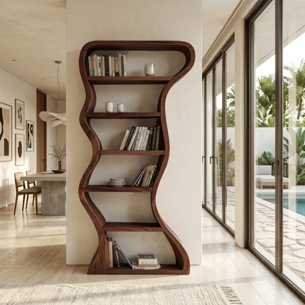 Organic Sculpture Wavy Bookshelf For Living Room Or Office Furniture