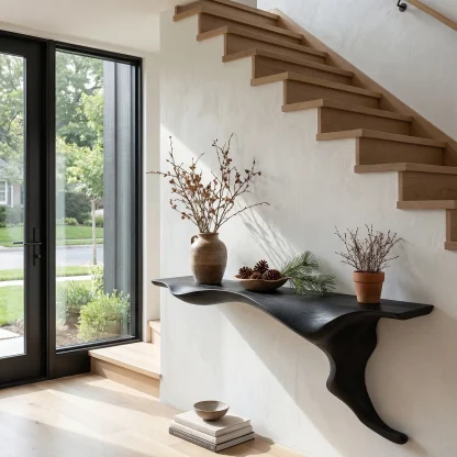 Organic Wall Mounted Console Table With Sculptural Tree Root Design For Entryway