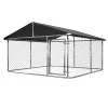 Petony Outdoor Dog Kennel With UV And Water Resistant Roof Cover, Chain-Link Fence And Swing Gate
