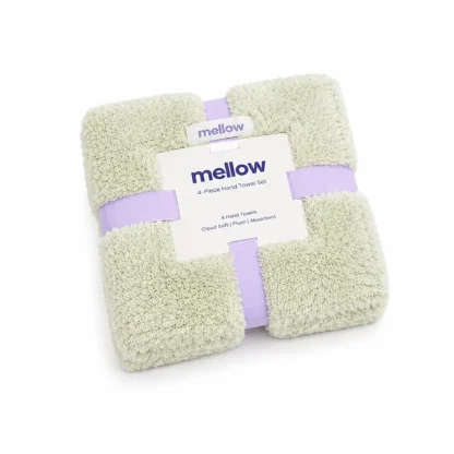 Plush Hand Towels, 4-Pack - Sage Green