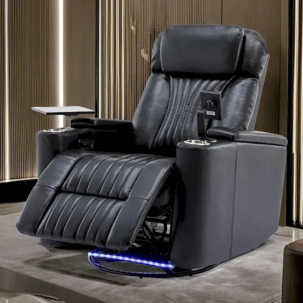 Power Recliner Chair With USB Charging Ports, Cup Holders And Swivel Tray Table - 270-Degree Swivel