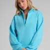 Quarter-Zip Mock Neck Sweatshirt - Blue