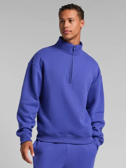Quarter-Zip Mock Neck Sweatshirt - Blue