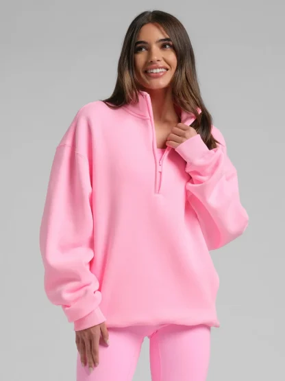 Quarter-Zip Mock Neck Sweatshirt - Blue