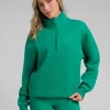 Quarter-Zip Mock Neck Sweatshirt - Green