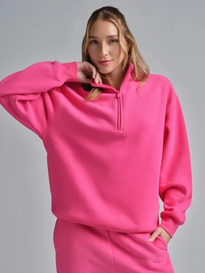 Quarter-Zip Mock Neck Sweatshirt - Green