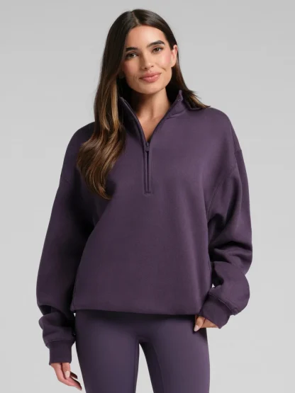 Quarter-Zip Mock Neck Sweatshirt - Green