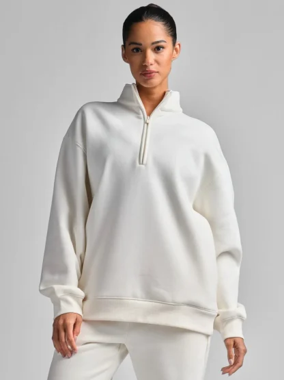 Quarter-Zip Mock Neck Sweatshirt - Green