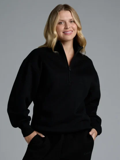 Quarter-Zip Mock Neck Sweatshirt - Green