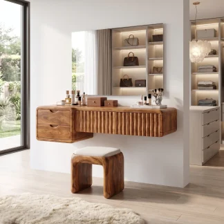 Refined Small Makeup Vanity Beauty Vanity Desk Floating Drawers For Dressing Room