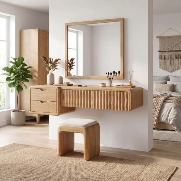 Refined Small Makeup Vanity Beauty Vanity Desk Floating Drawers For Dressing Room