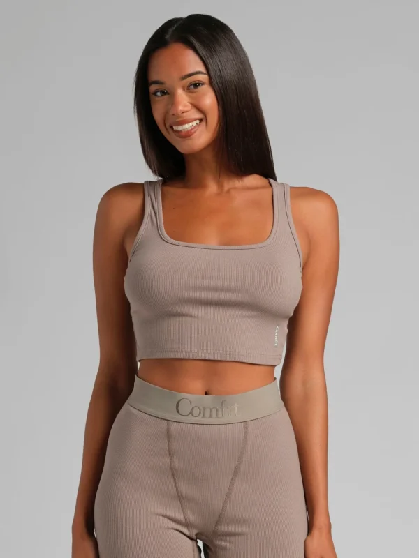 Ribbed Cropped Tank Top - Snow