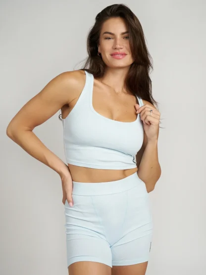Ribbed Cropped Tank Top - Snow